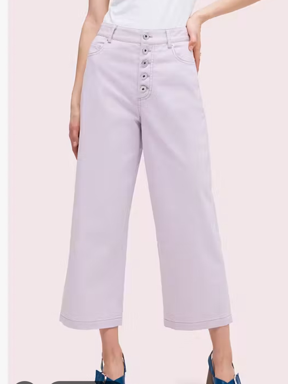 Kate Spade Cream Jeans with Pink Logo Tag